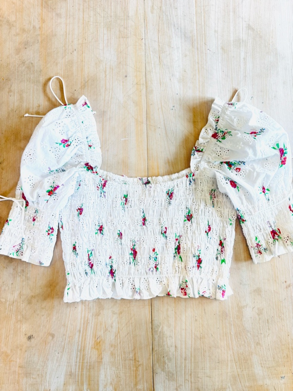 For Love & Lemons Tarte Eyelet Smocked Blouse - Picture 5 of 9